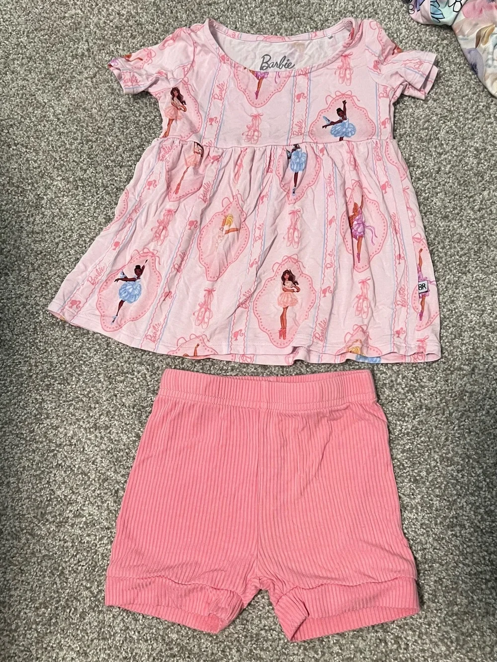 Bums and Roses Barbie Ballet short sleeve empire waist top and shorts set